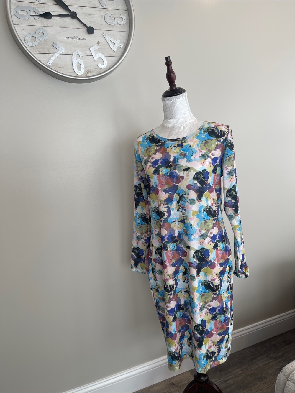 LuLaRoe Multicolor Floral Watercolor Long Sleeve Dress
